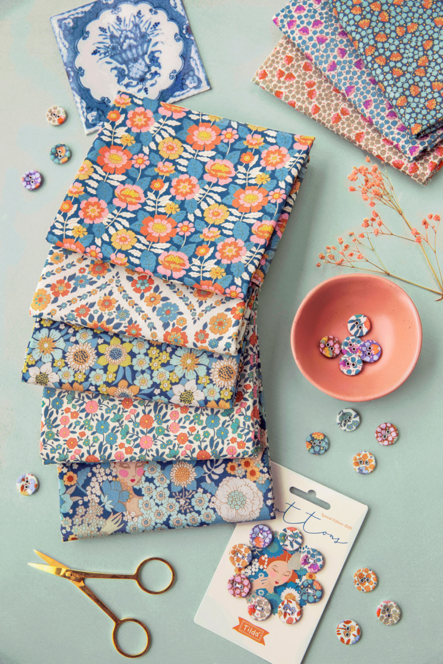 Tilda Patchwork Stoff Baumwolle - Wallflower - Blue
